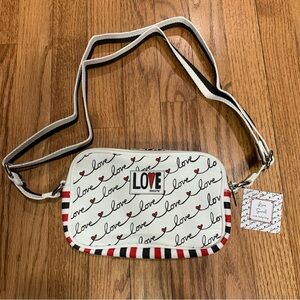 Brighton Love Script Crossbody Bag - White Red and Black Valentines